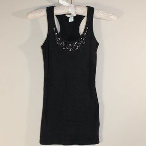 Aeropostale Womans Racerback Tank Top with Beaded Accents - Size XS,  Black